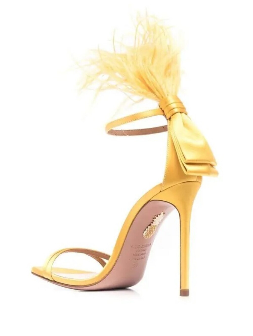 Aquazzura Concerto Feather Stiletto Sandals In Tuscan Sun Size 38/8 - Picture 12 of 13